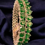Emerald Green Single Line Bangle (White-Gold) BAN000380