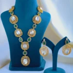 Emerald & Moissanite Polki Rani Haar Set (Yellow Gold) NEC000857