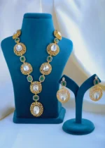 Emerald & Moissanite Polki Rani Haar Set (Yellow Gold) NEC000857