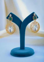Emerald & Moissanite Polki Rani Haar Set (Yellow Gold) NEC000857 - Image 3