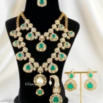 Emerald Noor Bridal necklace set (Victorian Gold) NEC002624