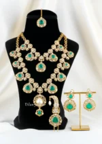 Emerald Noor Bridal necklace set (Victorian Gold) NEC002624
