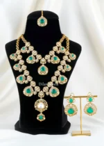 Emerald Noor Bridal necklace set (Victorian Gold) NEC002624 - Image 3