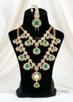 Emerald Noor Bridal necklace set (Victorian Gold) NEC002624 - Image 5