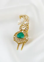 Emerald Noor Bridal necklace set (Victorian Gold) NEC002624 - Image 6