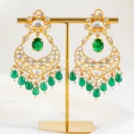Emerald Noor Chandbali Earrings (Yellow Gold) EAR002707