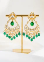 Emerald Noor Chandbali Earrings (Yellow Gold) EAR002707