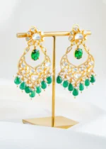 Emerald Noor Chandbali Earrings (Yellow Gold) EAR002707 - Image 2