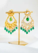 Emerald Noor Chandbali Earrings (Yellow Gold) EAR002707 - Image 3