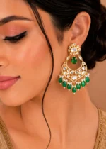 Emerald Noor Chandbali Earrings (Yellow Gold) EAR002707 - Image 4