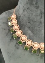 Emerald Pearl Necklace Set (White-Gold)- NEC15122217 - Image 2
