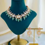 Emerald Radiance Kundan Necklace Set (Yellow Gold) NEC001500