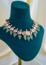 Emerald Radiance Kundan Necklace Set (Yellow Gold) NEC001500 - Image 2