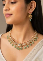 Emerald Radiance Kundan Necklace Set (Yellow Gold) NEC001500 - Image 4