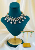 Emerald Radiance Kundan Polki Necklace Set (Yellow Gold) NE00C1569