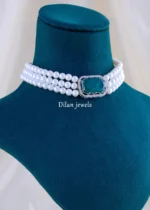 Emerald Radiance Pearl Choker Set (Silver) NEC002158 - Image 2