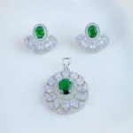 Emerald Radiance Pendant Set (Silver) PSET01740