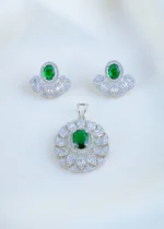Emerald Radiance Pendant Set (Silver) PSET01740