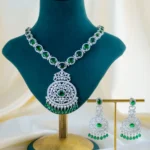 Emerald Royale Necklace Set (Silver) NEC001498