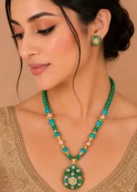 Emerald Vana Necklace Set (Yellow Gold) NEC002724 - Image 4
