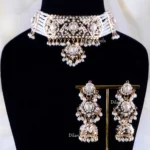 Enchanted Kundan Pearl Chandelier Set (Yellow Gold) NEC002355