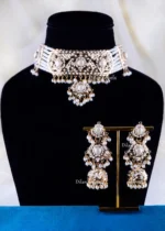 Enchanted Kundan Pearl Chandelier Set (Yellow Gold) NEC002355
