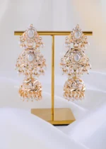 Enchanted Kundan Pearl Chandelier Set (Yellow Gold) NEC002355 - Image 3