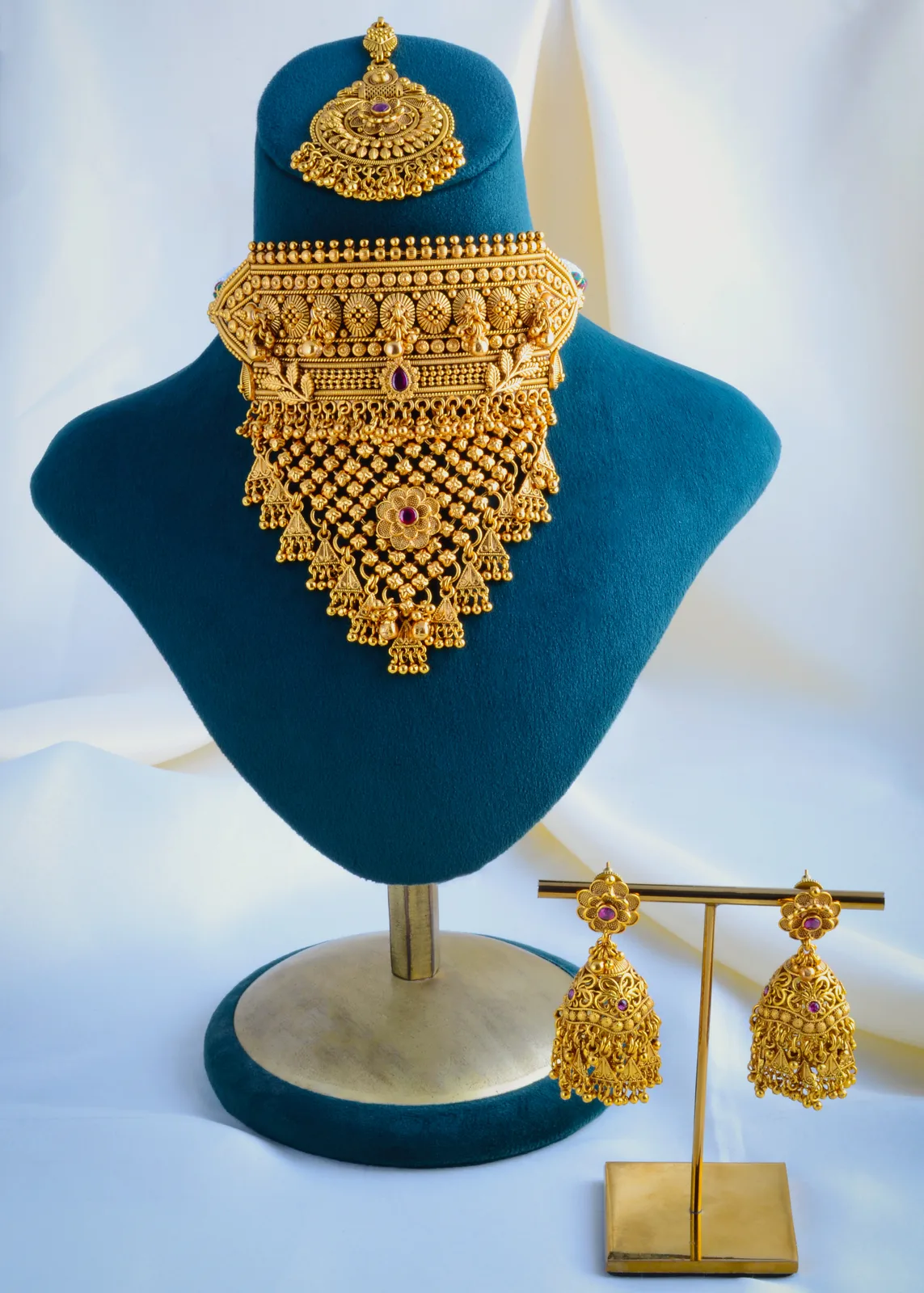 Ethnic-Choker-Necklace-Set-Antique-Gold-NEC000898a Ethnic Choker Necklace Set (Antique Gold) NEC000898 - Image 1