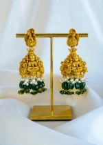 Ethnic Green Temple Jhumka (Antique Gold) EAR001418