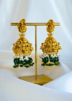 Ethnic Green Temple Jhumka (Antique Gold) EAR001418 - Image 3