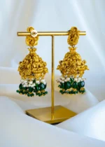 Ethnic Green Temple Jhumka (Antique Gold) EAR001418 - Image 4