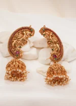 Ethnic Mayur Earcuff Jhumka (Antique Gold) EAR000604 - Image 3