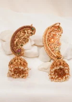 Ethnic Mayur Earcuff Jhumka (Antique Gold) EAR000604 - Image 4