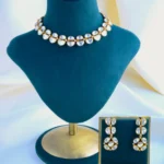 Evergreen Moissanite Polki Necklace Set NEC000862