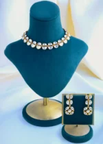 Evergreen Moissanite Polki Necklace Set NEC000862