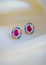 Evergreen Multicolor Studs (Silver) EAR000921 - Image 2