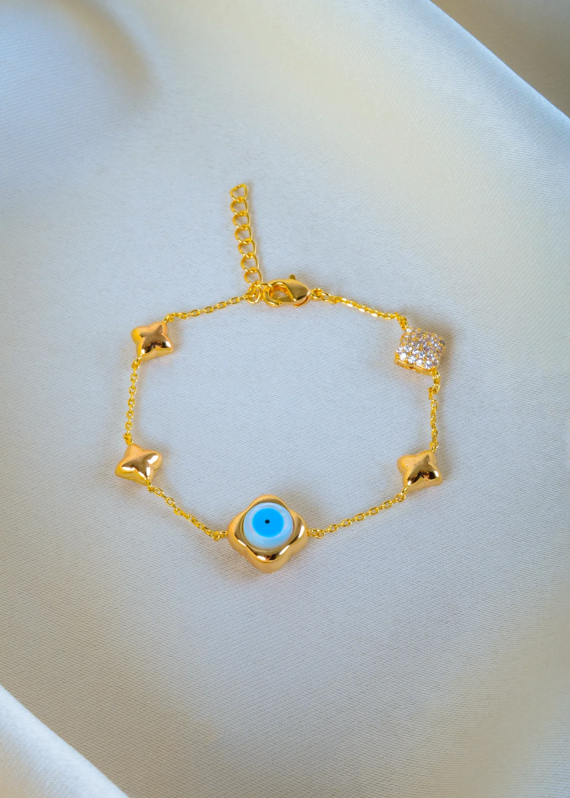 Evil-Eye-Charm-Bracelet-Yellow-Gold-BRA001329a Evil Eye Charm Bracelet (Yellow Gold) BRA001329 - Image 1