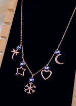 Evil Eye Charm Necklace (Rose Gold) NEC002051 - Image 2