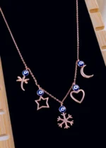 Evil Eye Charm Necklace (Rose Gold) NEC002051 - Image 3