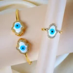 Evil Eye Ring Cum Bracelet Combo (Yellow Gold) BRA001318