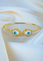 Evil Eye Ring Cum Bracelet Combo (Yellow Gold) BRA001318 - Image 2