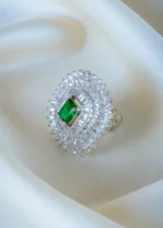 Exclusive Green shimmer Ring (Silver) RING01398 - Image 2
