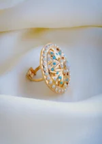 Firoza Bold Jadau Ring (Yellow Gold) RING01006 - Image 3