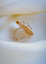 Firoza Bold Jadau Ring (Yellow Gold) RING01006 - Image 4