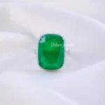 Flexible Green Stone Diamond Ring (Silver) RING02359