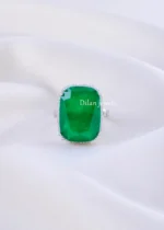 Flexible Green Stone Diamond Ring (Silver) RING02359