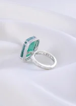 Flexible Green Stone Diamond Ring (Silver) RING02359 - Image 3