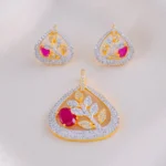 Floral Aura Ruby Pendant Set (Yellow Gold) PSET01916