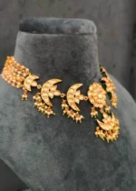 Floral- Chand Kundan Necklace Set (Yellow-Gold)- NEC04032308 - Image 4