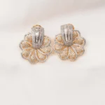 Floral Diamond Look Studs (Yellow Gold) EAR000695